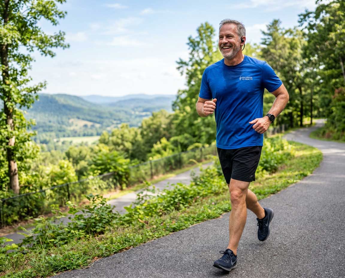 Active man on a trail run in Idaho